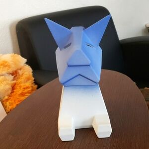 Skagele Blue and White Dog Statue and Piggy Bank